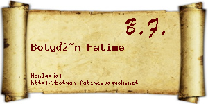 Botyán Fatime névjegykártya